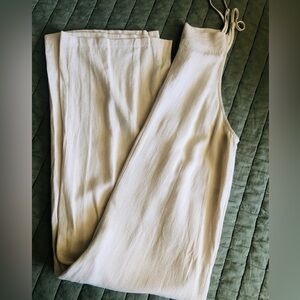 Carly Jean Los Angeles Cream Overalls Jumpsuit